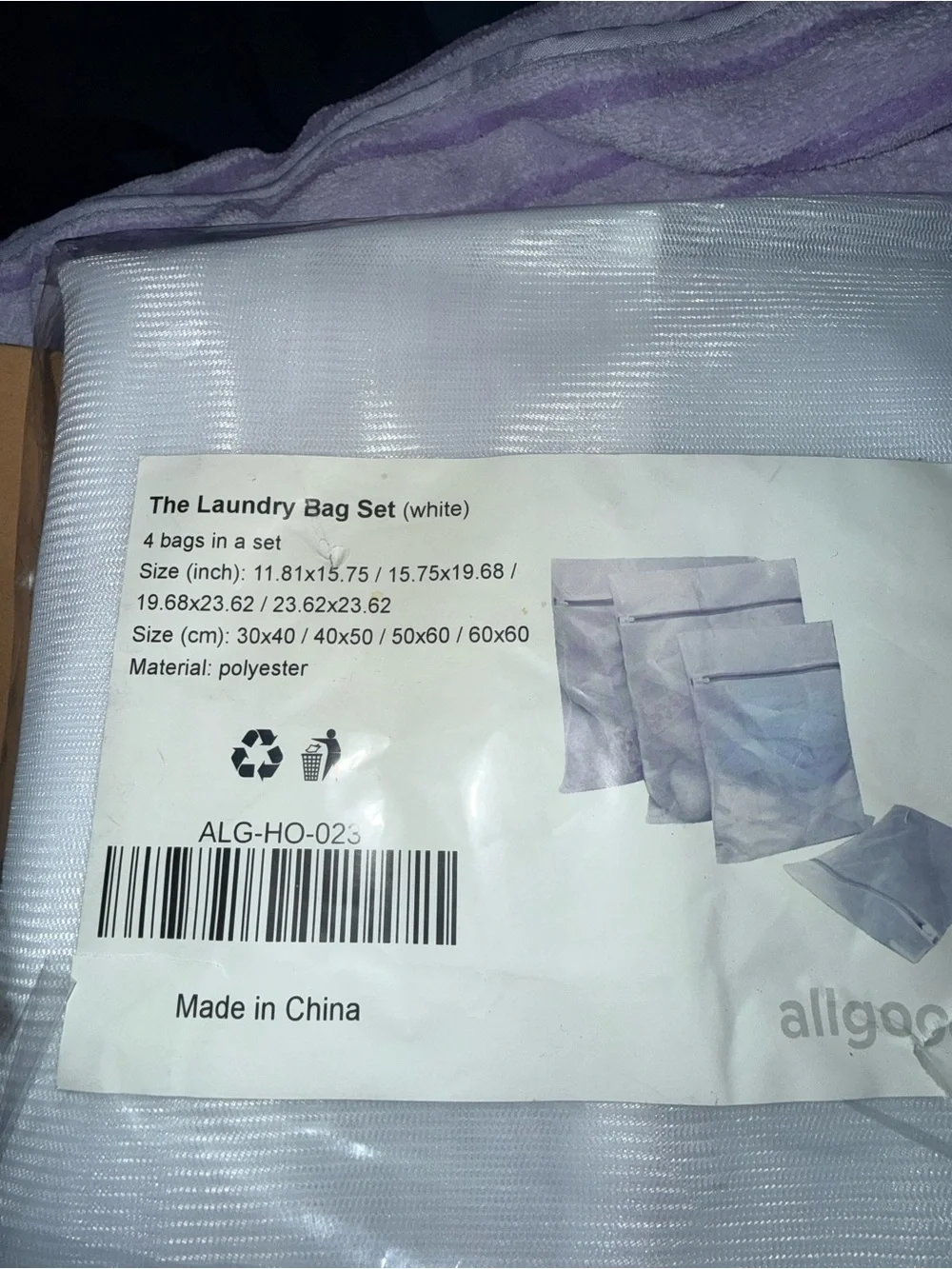 White Mesh Laundry Bag Set - 4-Pack Polyester